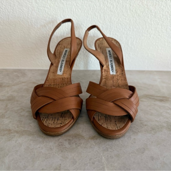 Manolo Blahnik Rancio Brown Leather Sandals Heels & Dust Bag Size 35 EU / 5 US - Picture 10 of 15